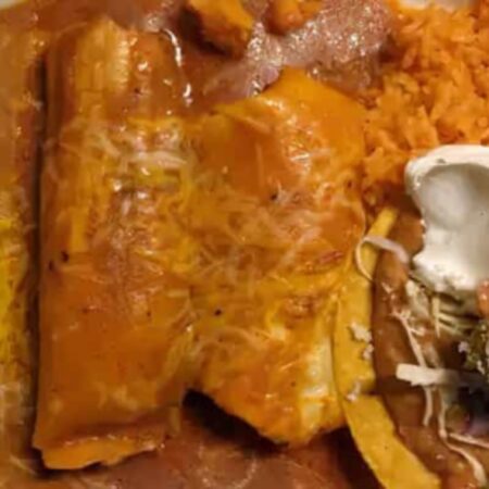 24 - Ground Beef Burrito, Pork Tamale & a Bean Tostada